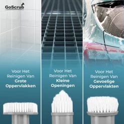 GoScrub® Elektrische Schoonmaakborstel – Elektrische Schrobber - Schrobborstel – Voor Badkamer Of Keuken – Schrobber Met Steel – Luiwagen – Polijstmachine - Poetsmachine Met 10 Opzetstukken -Schoonmaakproducten Winkel 1200x1200 983