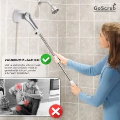 GoScrub® Elektrische Schoonmaakborstel – Elektrische Schrobber - Schrobborstel – Voor Badkamer Of Keuken – Schrobber Met Steel – Luiwagen – Polijstmachine - Poetsmachine Met 10 Opzetstukken -Schoonmaakproducten Winkel 1200x1200 984