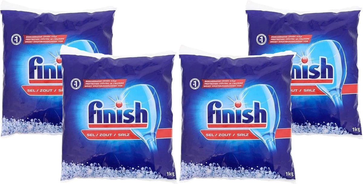 Finish Zout | 4 X 1kg | Vaatwaszout | Korrels | Voorkomt Kalkafzetting | Promo Verpakking 3 Finish Zout | 4 X 1kg | Vaatwaszout | Korrels | Voorkomt Kalkafzetting | Promo Verpakking