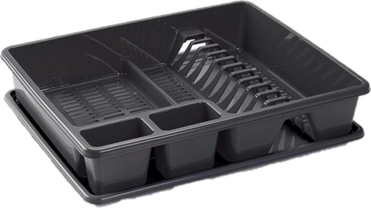 Afwas Afdruiprek Donkergrijs Kunststof 48 X 38 X 9 Cm - Afwassen/drogen Met Lekbak 3 Afwas Afdruiprek Donkergrijs Kunststof 48 X 38 X 9 Cm - Afwassen/drogen Met Lekbak