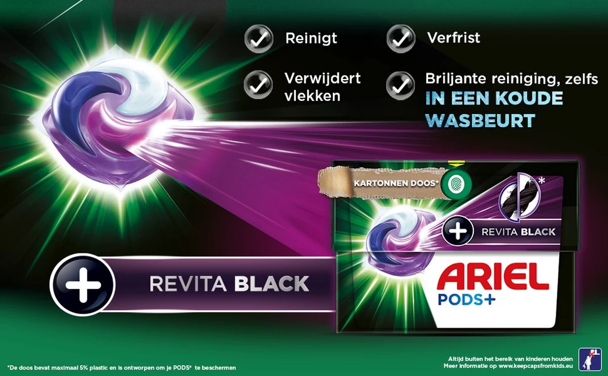 Ariel Wasmiddel Pods + Revitablack - Voor De Zwarte Was - 4 X 28 Wasbeurten - Voordeelverpakking 9 Ariel Wasmiddel Pods + Revitablack - Voor De Zwarte Was - 4 X 28 Wasbeurten - Voordeelverpakking - Afbeelding 7