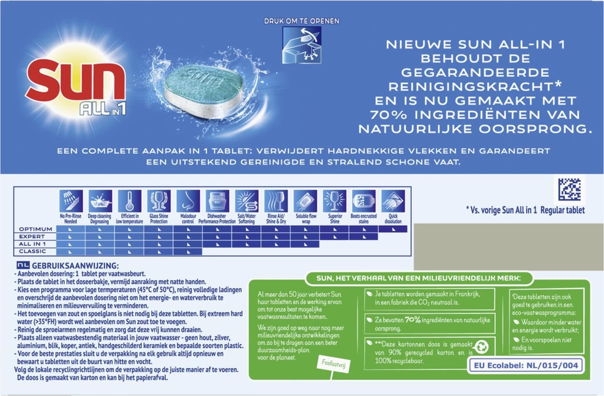 SUN® Sun All-in-1 Normaal Vaatwastabletten - 7 X 25 Tabletten - Voordeelverpakking 7 SUN® Sun All-in-1 Normaal Vaatwastabletten - 7 X 25 Tabletten - Voordeelverpakking - Afbeelding 5