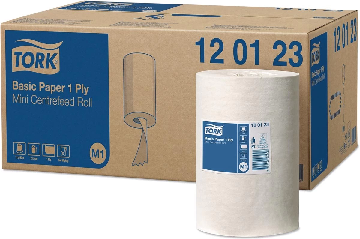 Tork Universal M1 Papier 1-laags Wit 22cm X 120 Meter - Doos 11 Rol 120123 5 Tork Universal M1 Papier 1-laags Wit 22cm X 120 Meter - Doos 11 Rol 120123 - Afbeelding 3