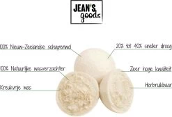 Jean's Goods Drogerballen - Droogballen - Wasdrogerballen - Wasdroger Ballen - Wasbol - Wasbollen - Wasballen - Energiebesparende Producten - Energiebesparend - Duurzaam Cadeau - RWS Wol - Zero Waste - Wasverzachter - Beige - 6 Stuks -Schoonmaakproducten Winkel 1200x818