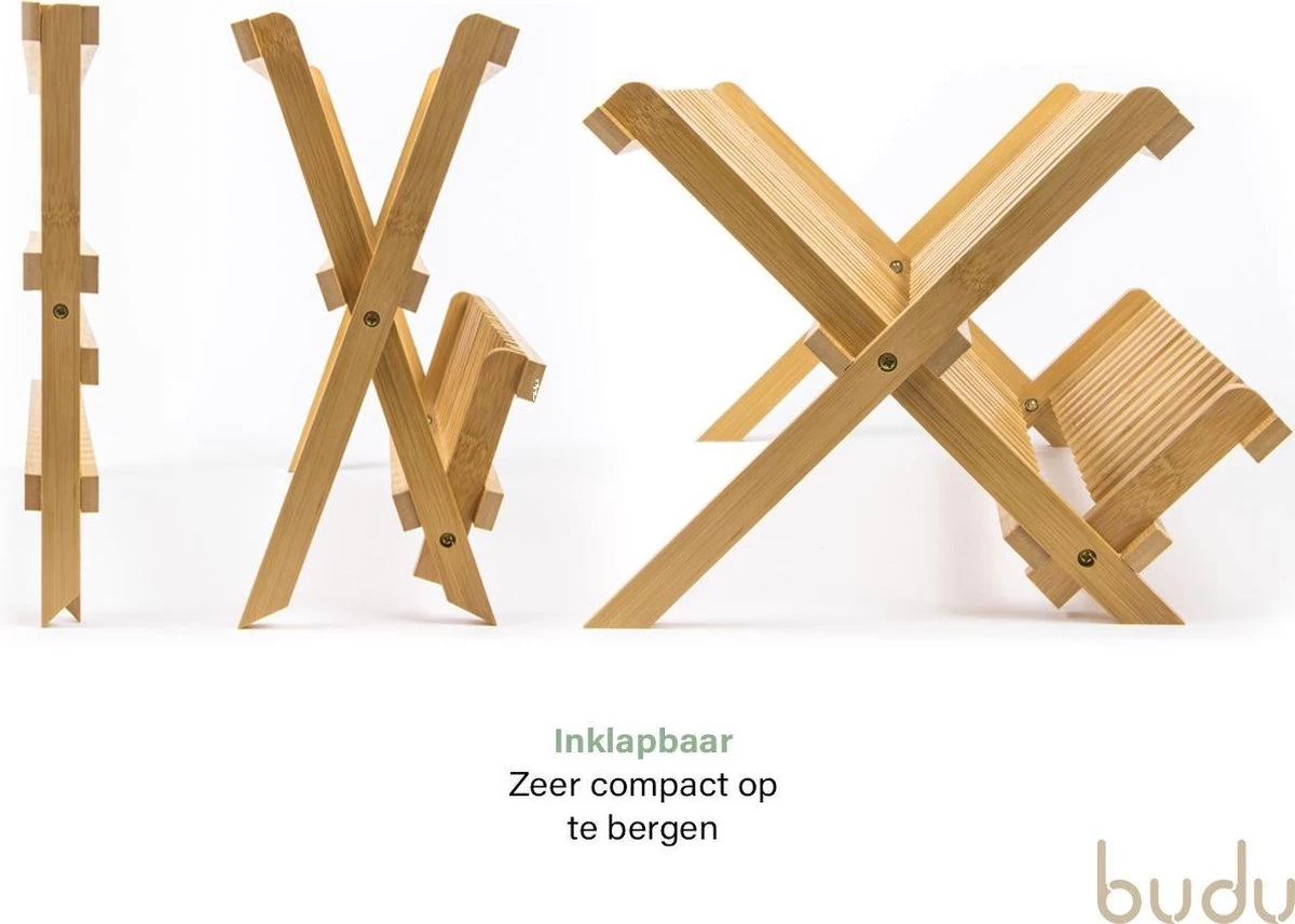 Budu Afdruiprek - Afdruiprekje Van Bamboe Hout - Afdruiprek Voor Afwas - Vaatwasrek - Keukenrek - Inklapbaar - Opvouwbaar - 5 Budu Afdruiprek - Afdruiprekje Van Bamboe Hout - Afdruiprek Voor Afwas - Vaatwasrek - Keukenrek - Inklapbaar - Opvouwbaar - - Afbeelding 3