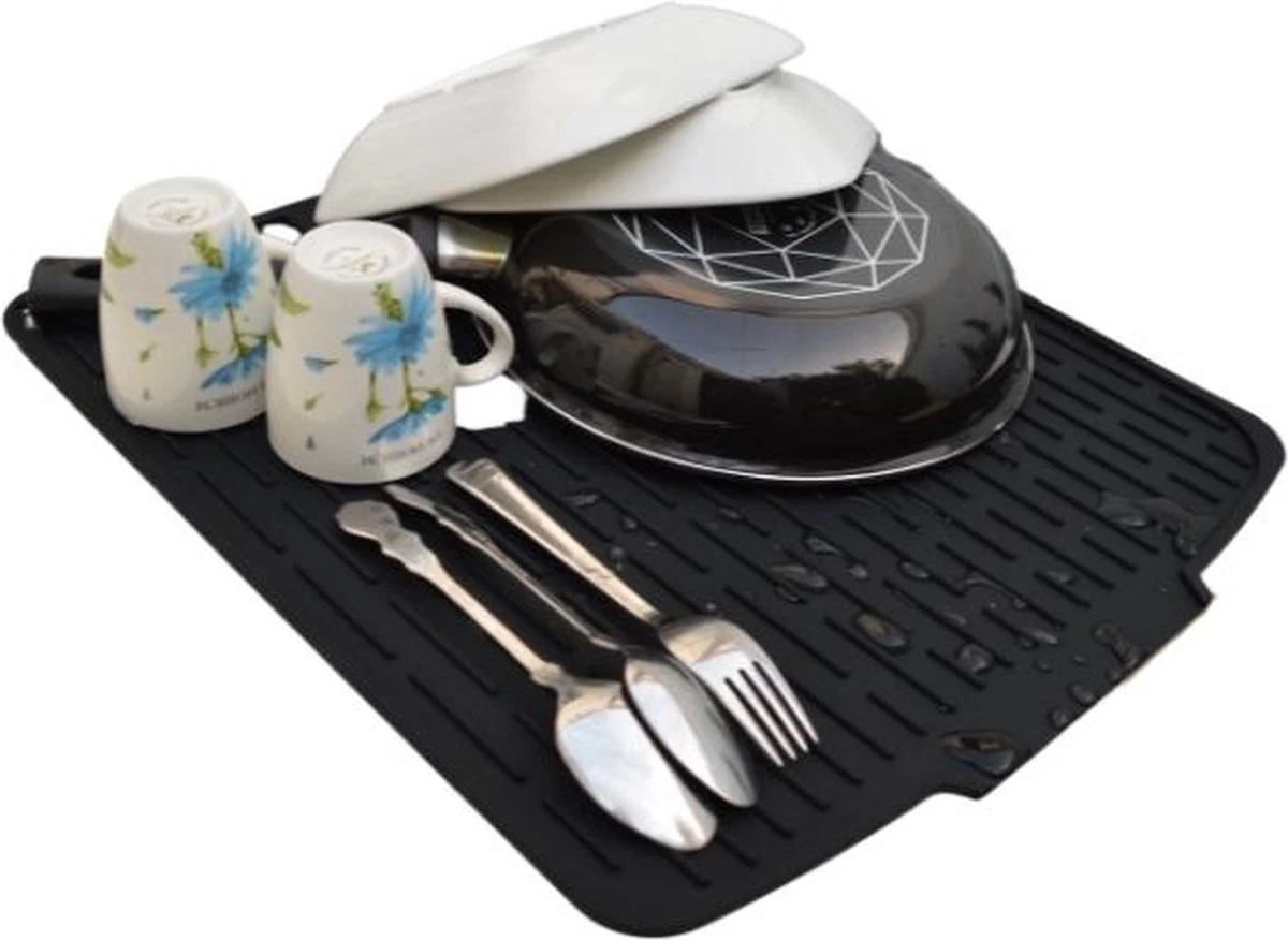 HOMYHON Afdruipmat -Afdruipmat Siliconen -Pannenonderzetter- Antislip -Hittebestendig - Aanrecht Mat -Siliconen Mat - 40 X 46 Cm - Zwart 5 HOMYHON Afdruipmat -Afdruipmat Siliconen -Pannenonderzetter- Antislip -Hittebestendig - Aanrecht Mat -Siliconen Mat - 40 X 46 Cm - Zwart - Afbeelding 3