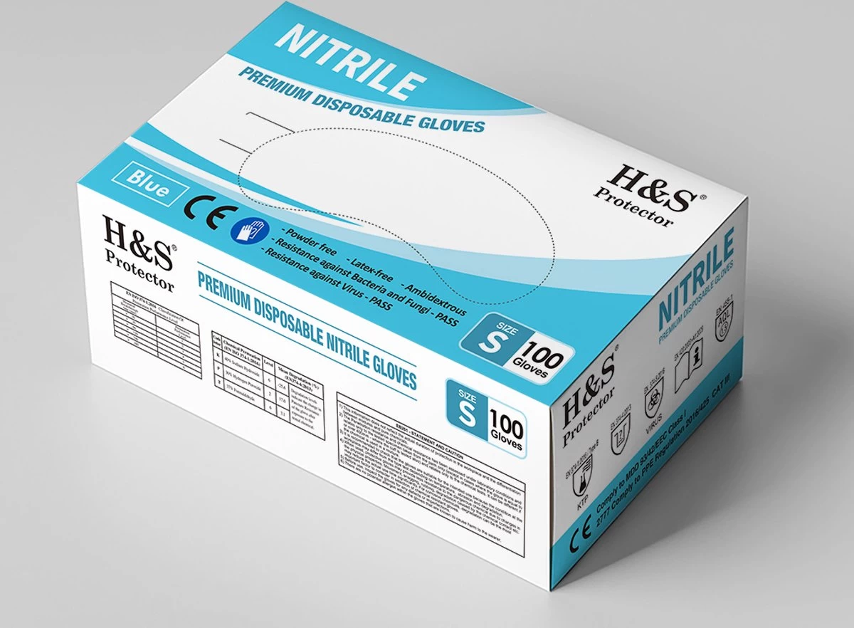 H&S PROTECTOR - Nitril Handschoenen - Wegwerp Handschoenen - Blauw - M - Poedervrij - 100 Stuks 4 H&S PROTECTOR - Nitril Handschoenen - Wegwerp Handschoenen - Blauw - M - Poedervrij - 100 Stuks - Afbeelding 2