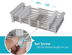 IBright Verstelbare Keukenrek - Gootsteen Mand - Afdruiprek – Vergiet – Verstelbaar In Lengte - Uitschuifbaar - RVS Grijs -Schoonmaakproducten Winkel 1200x925