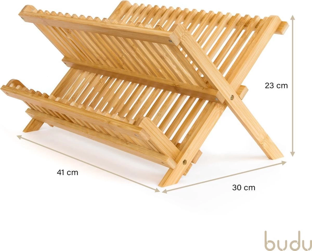 Budu Afdruiprek - Afdruiprekje Van Bamboe Hout - Afdruiprek Voor Afwas - Vaatwasrek - Keukenrek - Inklapbaar - Opvouwbaar - 7 Budu Afdruiprek - Afdruiprekje Van Bamboe Hout - Afdruiprek Voor Afwas - Vaatwasrek - Keukenrek - Inklapbaar - Opvouwbaar - - Afbeelding 5