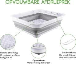 Merkloos Afdruiprek Voor Afwas - Afwasrek - Opvouwbaar - Inklapbaar - Compact - Vaatwasrek Met Bestekrekje -Schoonmaakproducten Winkel 1200x999