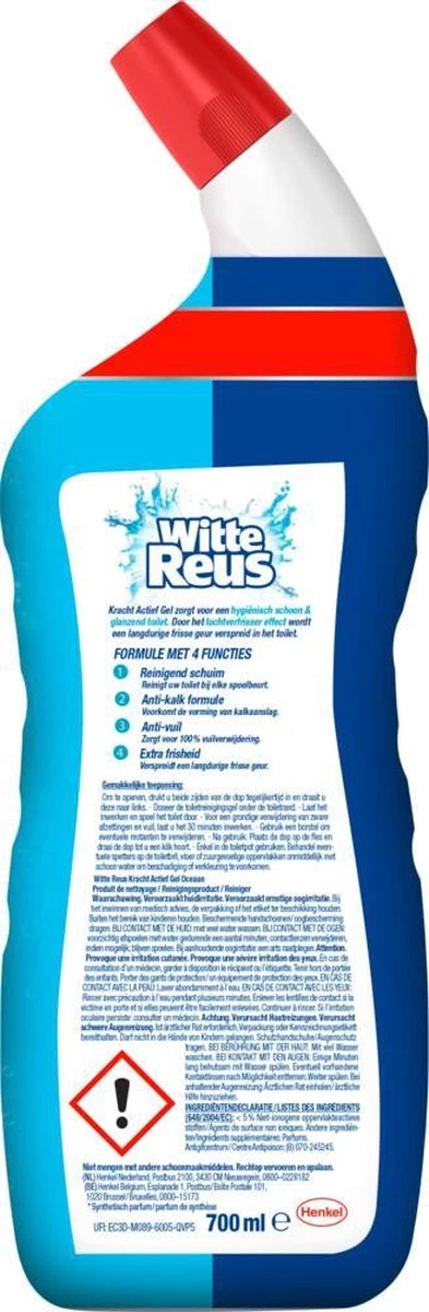 Witte Reus Toiletreiniger - Kracht Actief Gel Oceaan - Voordeelverpakking 10 X 700ml 10 Witte Reus Toiletreiniger - Kracht Actief Gel Oceaan - Voordeelverpakking 10 X 700ml - Afbeelding 8