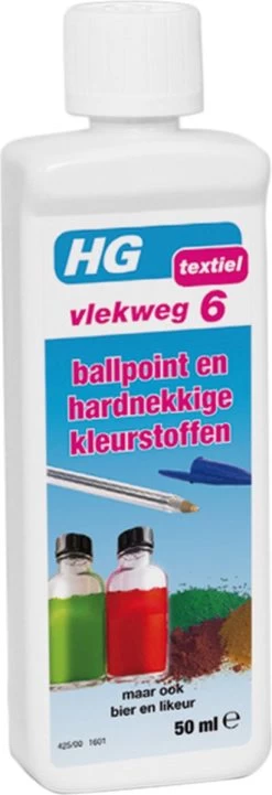 HG Vlekweg 6 - 50ml- Voor O.a. Vlekken Van Ballpoint & Hardnekkige Kleurstoffen -Schoonmaakproducten Winkel 411x1200