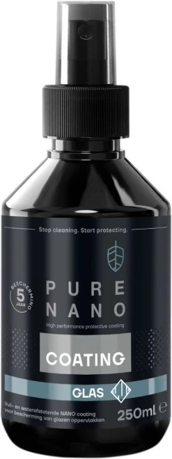 PURE NANO Glas - Nano Coating Voor 5 Jaar Heldere Ramen Met Minder Schoonmaakwerk - 250 Ml -Schoonmaakproducten Winkel 449x1200