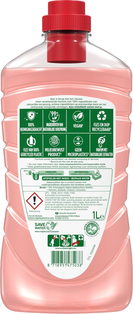 Ajax® Ajax Allesreiniger Fête Des Fleurs Hibiscus 6 X 1L - Voordeelverpakking 4 Ajax® Ajax Allesreiniger Fête Des Fleurs Hibiscus 6 X 1L - Voordeelverpakking - Afbeelding 2