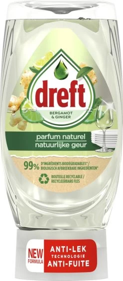 Dreft Natuurlijke Geur - Afwasmiddel - Bergamot & Gember - Ondersteboven Fles - Voordeelverpakking 8 X 370 Ml -Schoonmaakproducten Winkel 526x1200 1