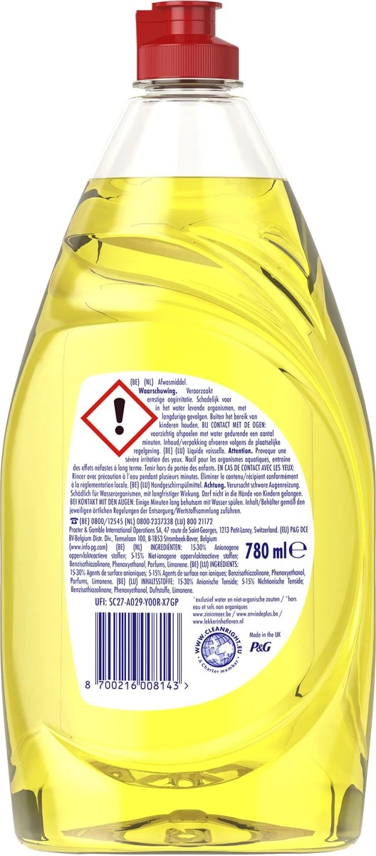 Dreft Platinum - Quickwash - Citroen - Vloeibaar Afwasmiddel - Voordeelverpakking 8 X 780 Ml 9 Dreft Platinum - Quickwash - Citroen - Vloeibaar Afwasmiddel - Voordeelverpakking 8 X 780 Ml - Afbeelding 7