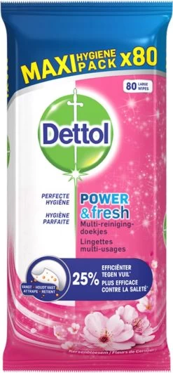 Dettol - Schoonmaakdoekjes - Power & Fresh - Kersenbloesem - 4 X 80 Stuks - Voordeelverpakking -Schoonmaakproducten Winkel 558x1200 2