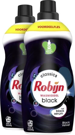 Robijn Klein & Krachtig Classics Black Velvet Vloeibaar Wasmiddel - 2 X 34 Wasbeurten - Voordeelverpakking -Schoonmaakproducten Winkel 669x1200