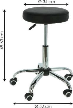 Alora Tabouret Op Wielen - Zadelkruk - Zwart - Kruk – Kapperskruk - Draaikruk - Werkkruk - Verstelbaar -Schoonmaakproducten Winkel 809x1200