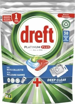 Dreft Platinum Plus All In One Vaatwastabletten - Deep Clean - Voordeelverpakking 4 X 38 Stuks -Schoonmaakproducten Winkel 861x1200