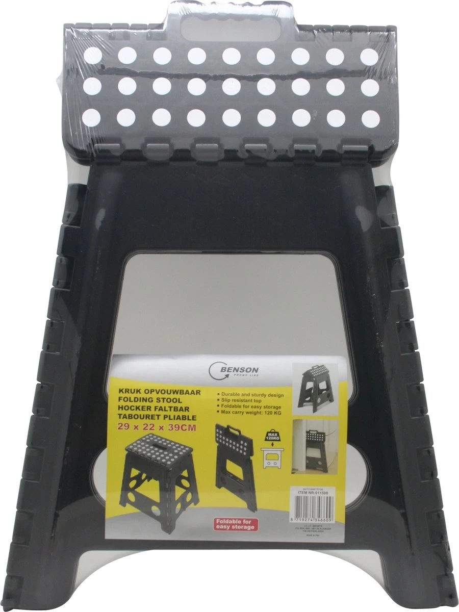 Benson Kruk - Krukje - Keukentrap - Keukentrapje - Opvouwbaar - Zwart Wit - Tot 150 Kg 4 Benson Kruk - Krukje - Keukentrap - Keukentrapje - Opvouwbaar - Zwart Wit - Tot 150 Kg - Afbeelding 2