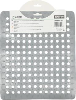 Merkloos Gootsteenmat PVC Vierkant Grijs 28 Cm -Schoonmaakproducten Winkel 916x1200