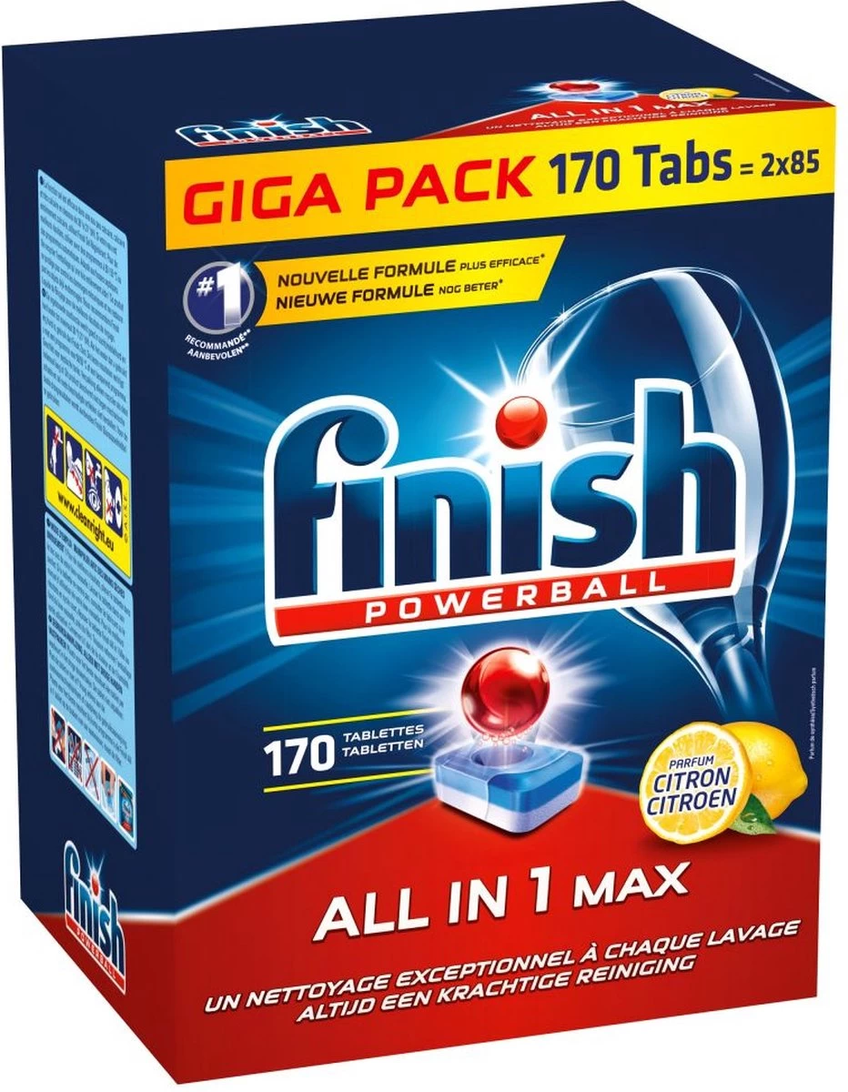 Finish All In 1 Max Citroen - Vaatwastabletten - 170 Tabs - Voordeelpak 5 Finish All In 1 Max Citroen - Vaatwastabletten - 170 Tabs - Voordeelpak - Afbeelding 3