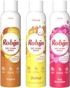 Robijn Dry Wash Spray MIX - Zwitsal / Pink / Original - Voordeelverpakking 3 X 200 Ml