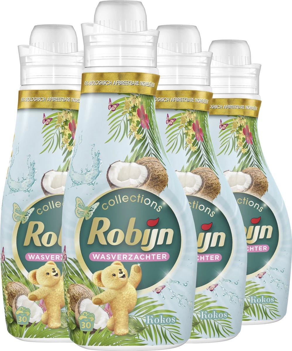 Robijn Collections Kokos Wasverzachter - 4 X 30 Wasbeurten - Voordeelverpakking 4 Robijn Collections Kokos Wasverzachter - 4 X 30 Wasbeurten - Voordeelverpakking - Afbeelding 2